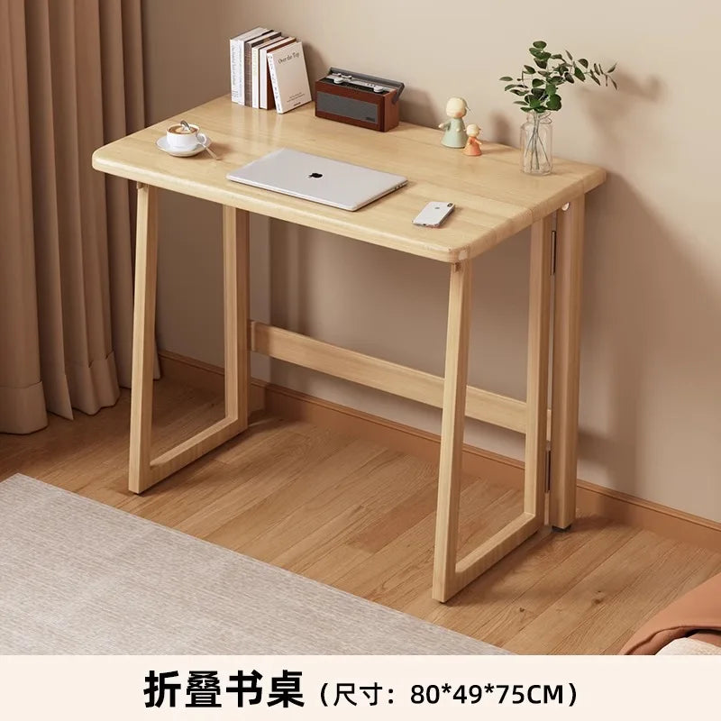 Solid Wood Folding Desk for Home Office Workstation