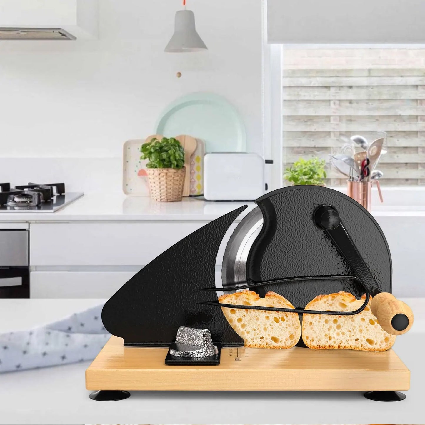Choice Manual Bread Slicer Cast Iron Body Beech Wood Base