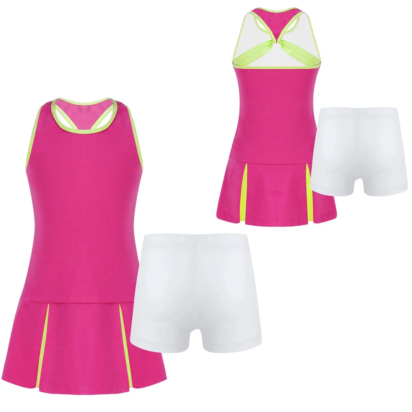 FEESHOW Girls Sleeveless Tennis Sport Dress And Short Set