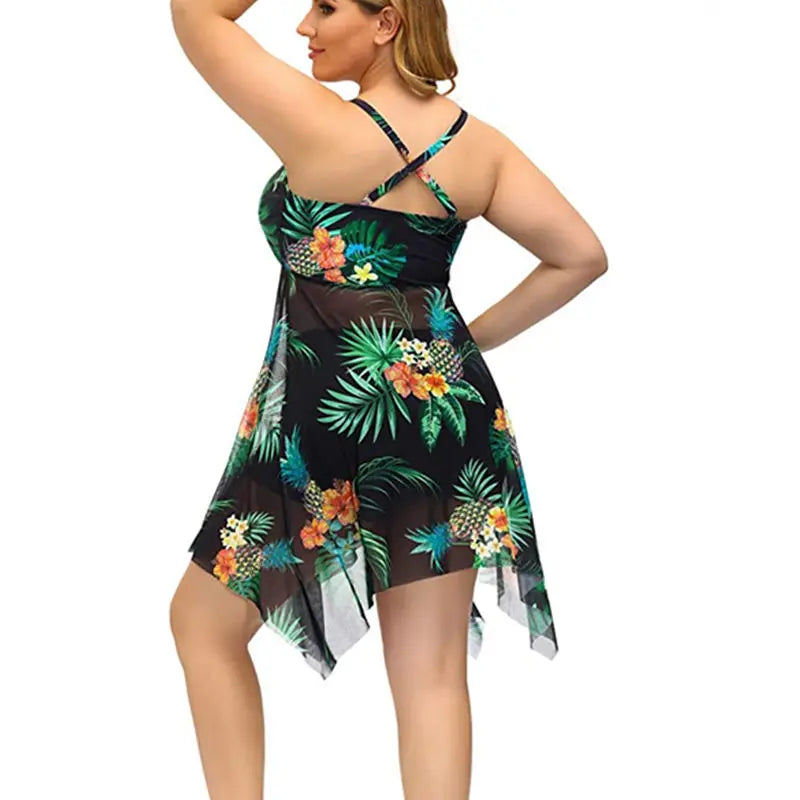 Stylish Women's Plus Size Two Piece Tankini Swimwear Set