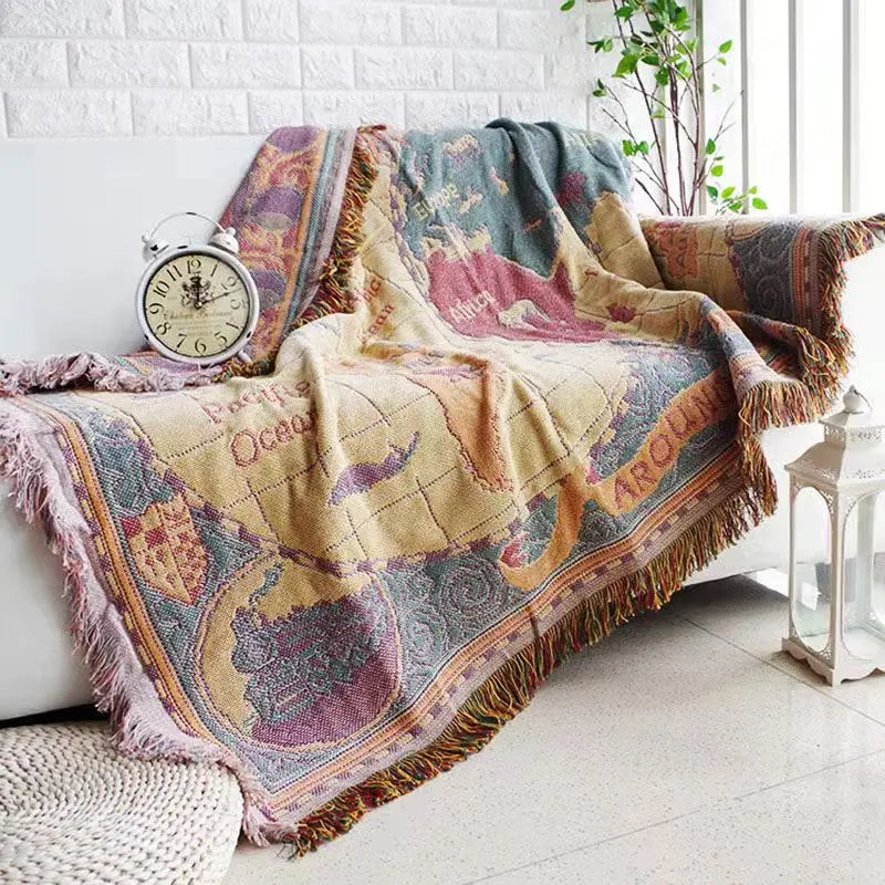 Textile City American Country Retro Jacquard Woven Blanket Sun Moon God Sofa Throw Dust Proof Cushion Carpet 180x230cm