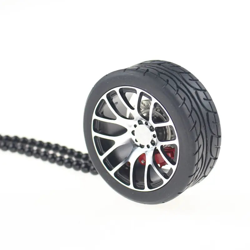 Metal Wheel Tire Pendant Keychain for Car Interior Decoration