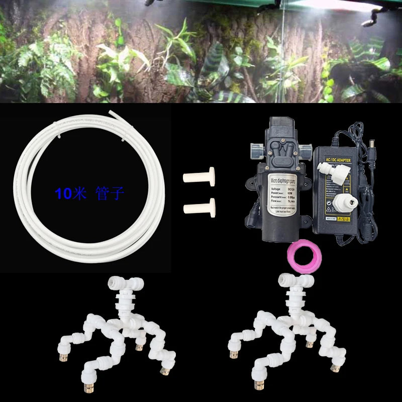 Reptile Fogger Silent Pump Misting Spray System Kit Nebulizer for Greenhouse Garden Irrigation and Terrarium Spraying Device