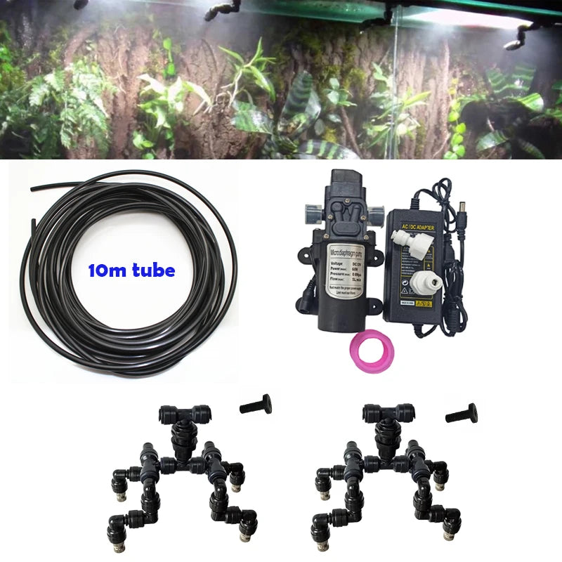 Reptile Fogger Silent Pump Misting Spray System Kit Nebulizer for Greenhouse Garden Irrigation and Terrarium Spraying Device