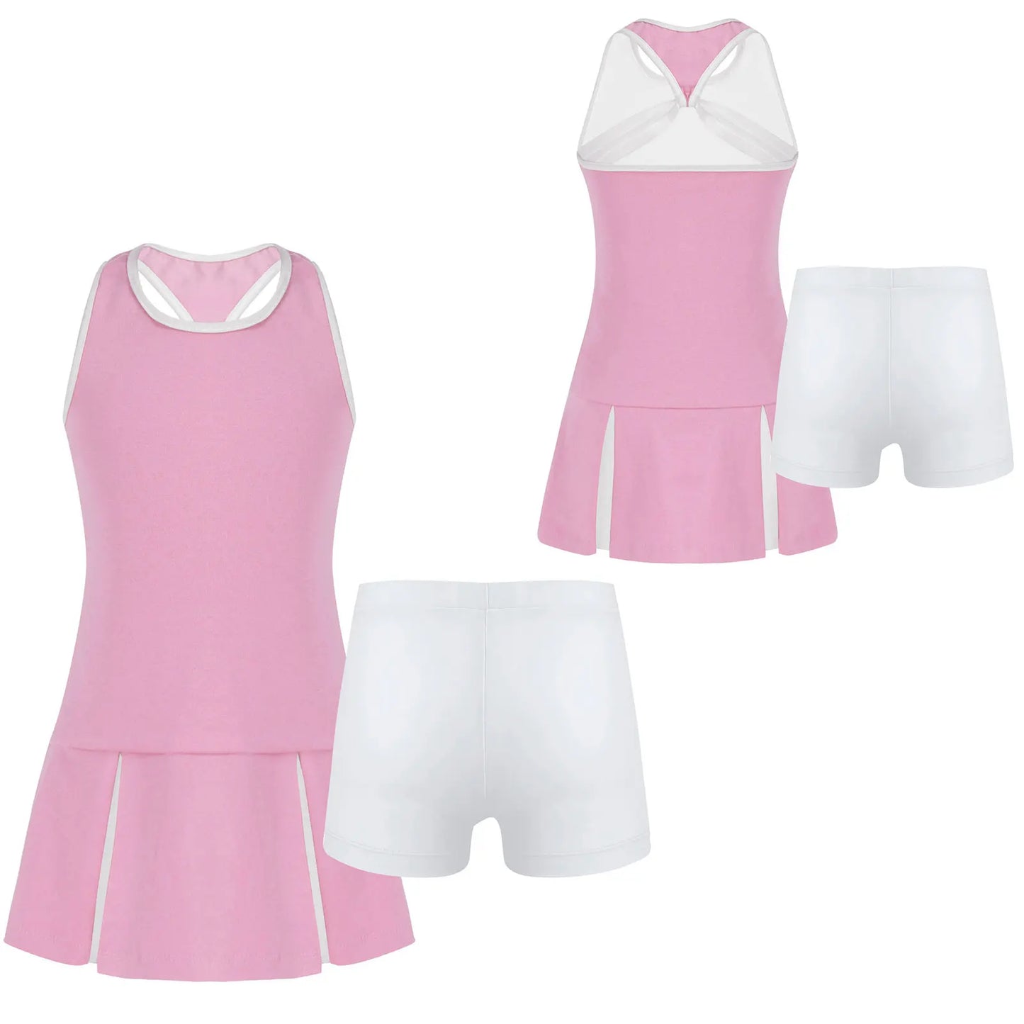 FEESHOW Girls Sleeveless Tennis Sport Dress And Short Set