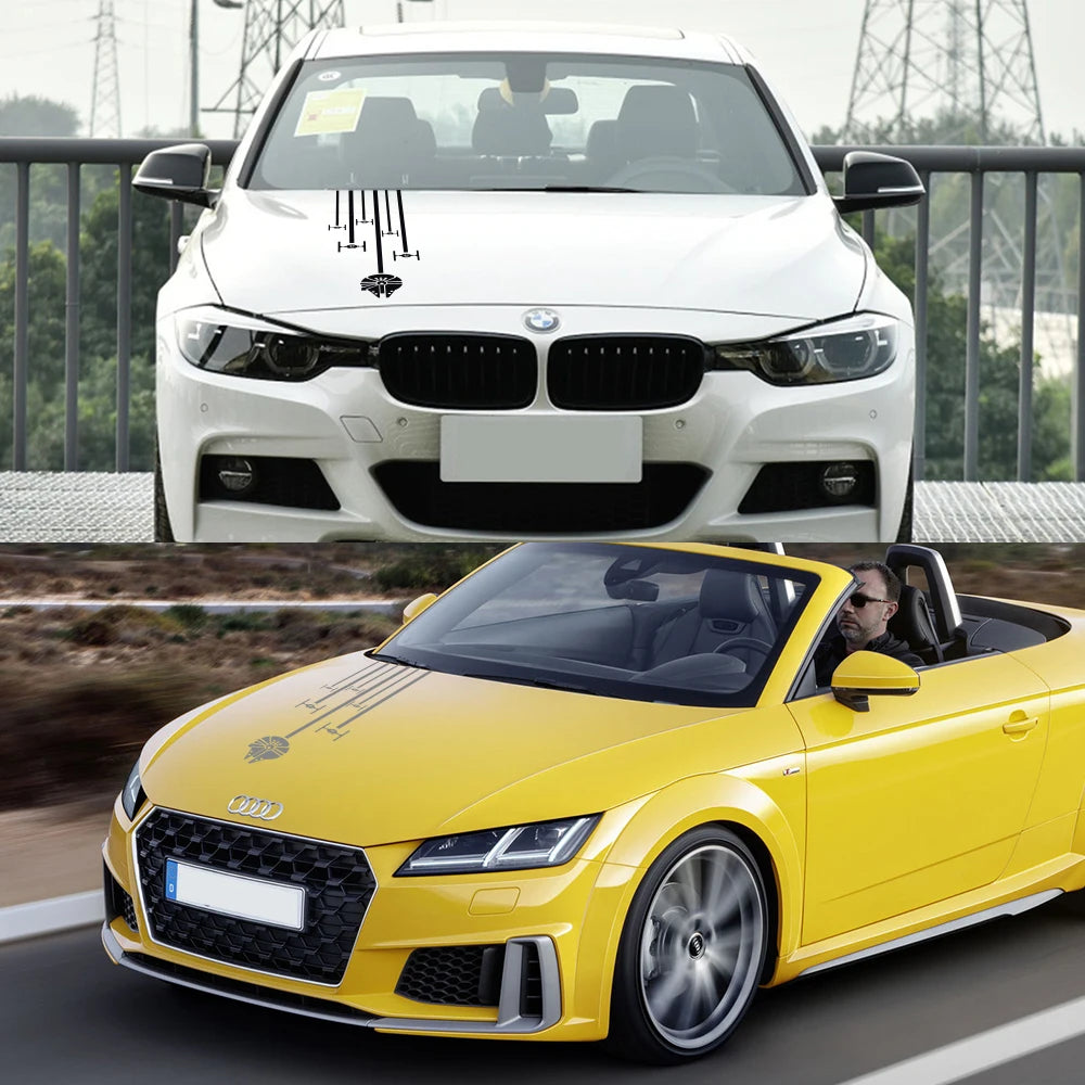 1 Set Car Hood Cover Stickers Auto Vinyl Film PVC Funny Decals Graphics DIY Styling Decoration Car Tuning Accessories