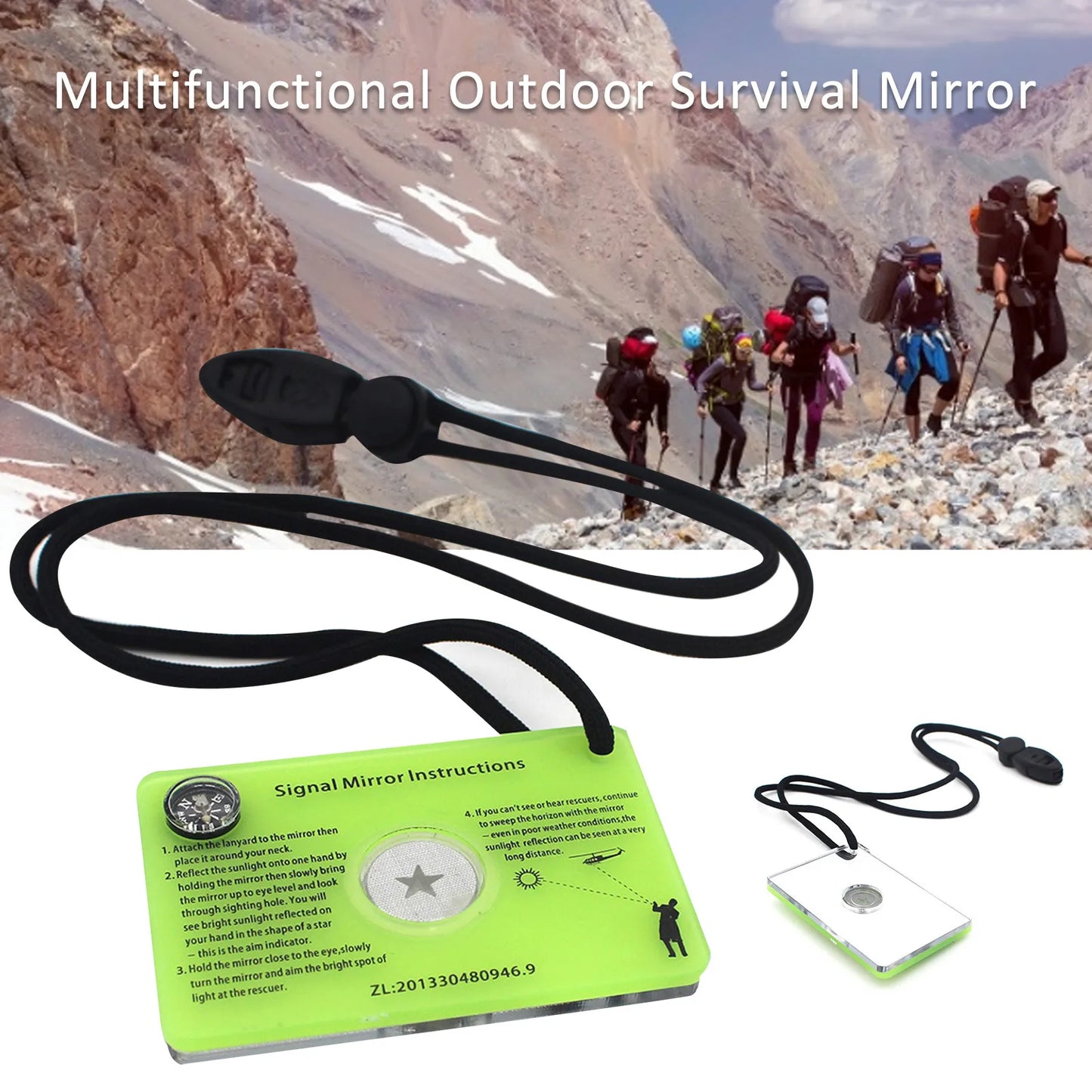 Pocket Survival Tool Kit With Signal Mirror Whistle Rope Compass
