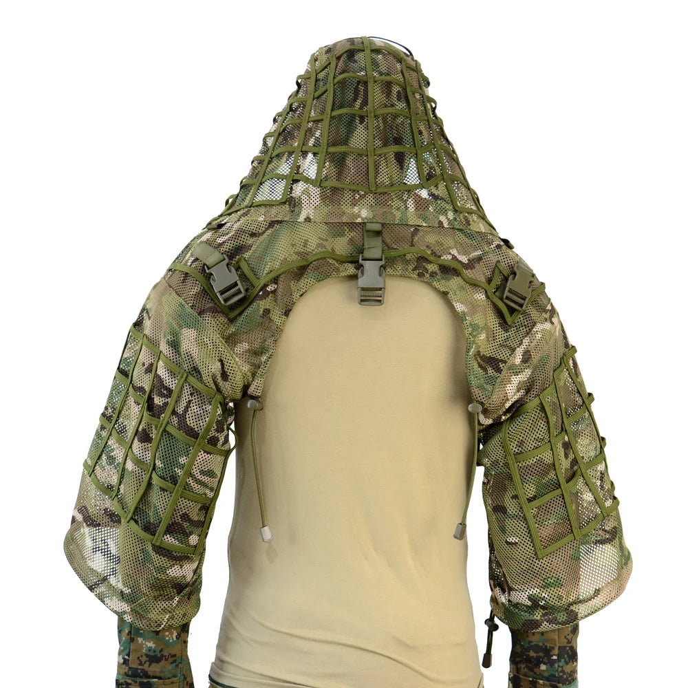 ROCOTACTICAL Tactical Ghillie Suit Viper Hood With 3D Leafy Stripes