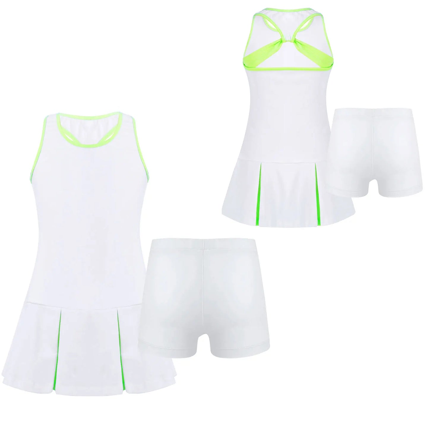 FEESHOW Girls Sleeveless Tennis Sport Dress And Short Set