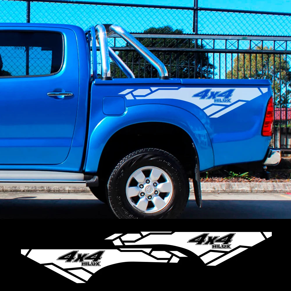 2PCS Vinyl Film Car Stickers for Toyota Hilux Revo Vigo Trunk Side Decor 4x4 Auto Accessories