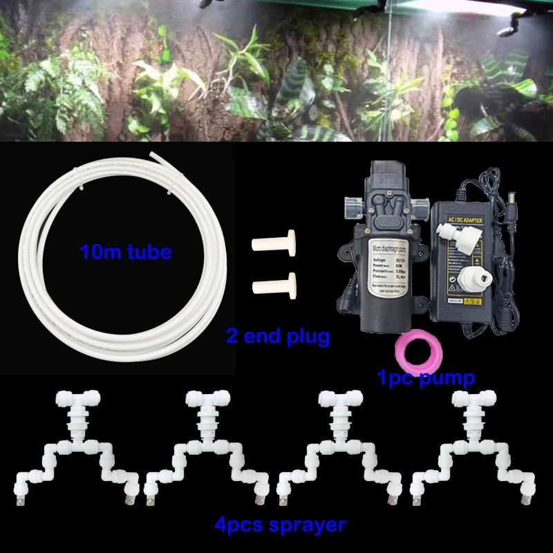 Reptile Fogger Silent Pump Misting Spray System Kit Nebulizer for Greenhouse Garden Irrigation and Terrarium Spraying Device