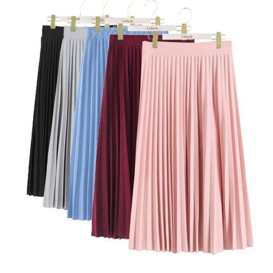 Fashion Women's High Waist Pleated Solid Color Half Skirt