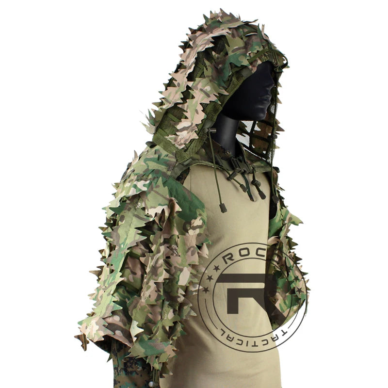 ROCOTACTICAL Ghillie Suit Viper Hood With 3D Leafy Stripes