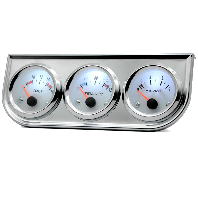 Water Temperature Oil Pressure Volt Gauge Triple Kit