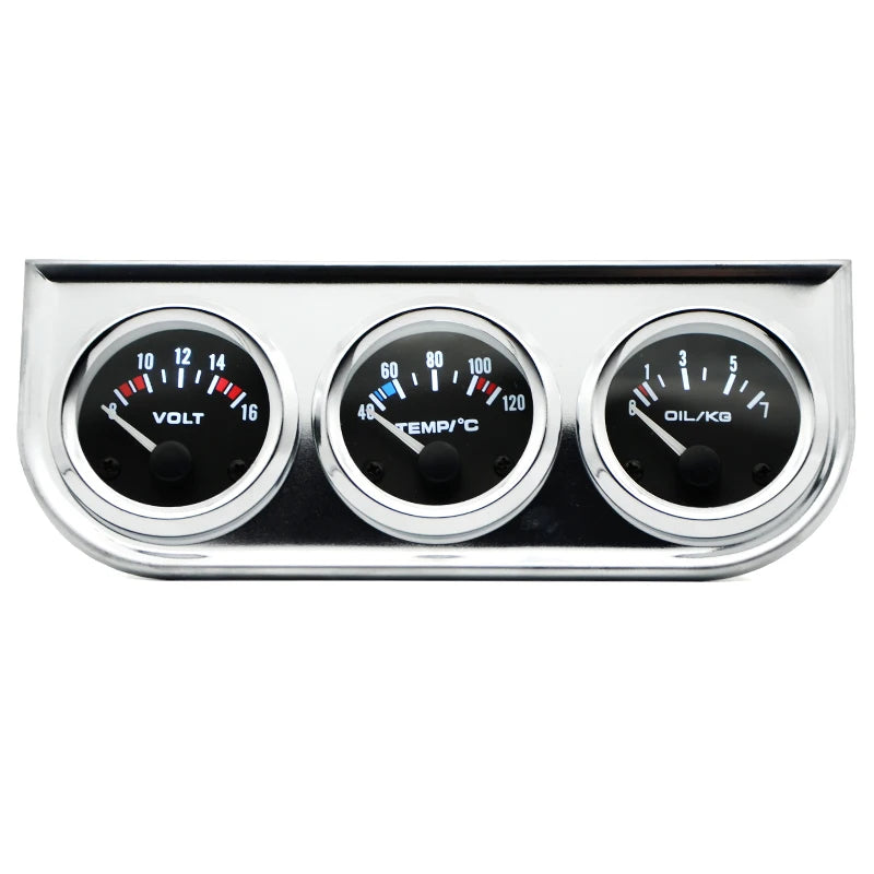 Water Temperature Oil Pressure Volt Gauge Triple Kit