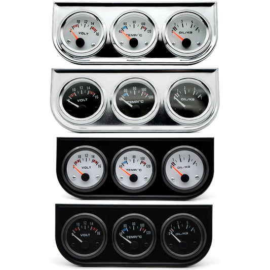 Water Temperature Oil Pressure Volt Gauge Triple Kit