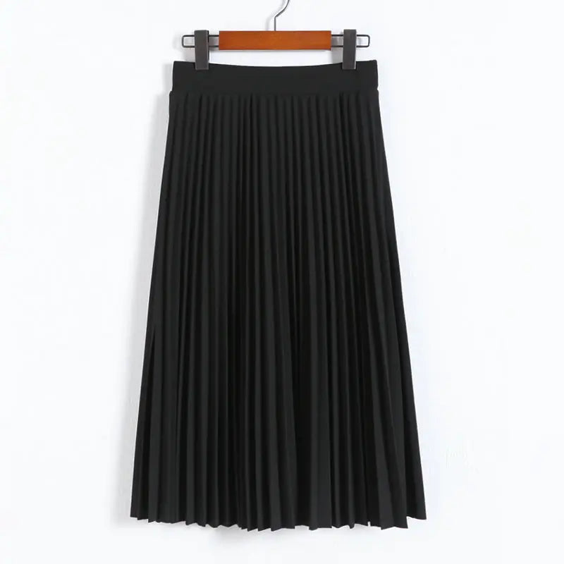 Fashion Women's High Waist Pleated Solid Color Half Skirt