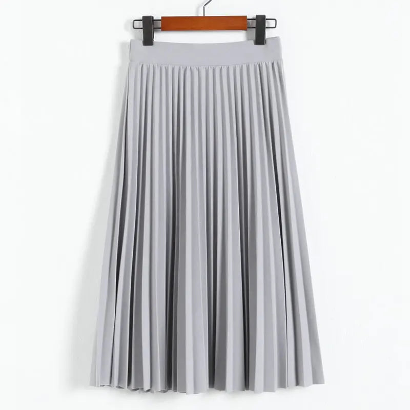 Fashion Women's High Waist Pleated Solid Color Half Skirt