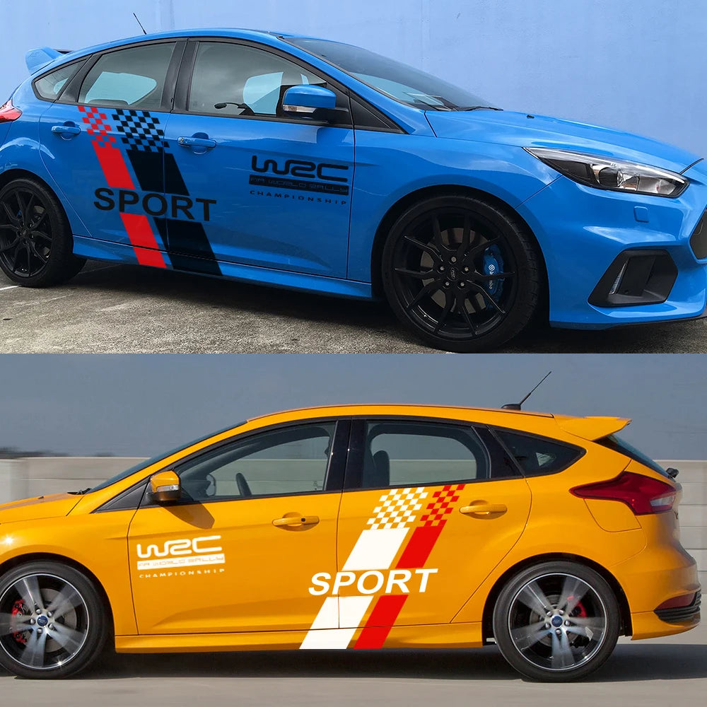 Car Both Side Body Sticker Stylish Auto Racing Sports Vinyl Film Decal For Ford Focus MK2 MK3 Tuning Accessories