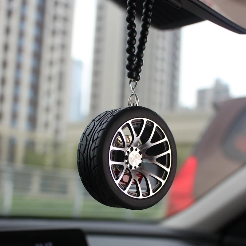 Stylish Wheel Pendant Keychain for Car Interior Decoration