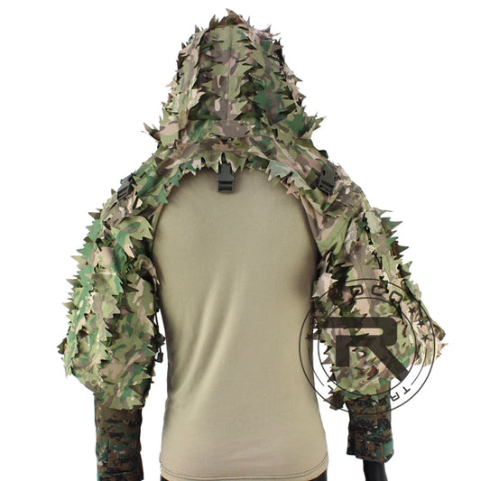 ROCOTACTICAL Ghillie Suit Viper Hood With 3D Leafy Stripes