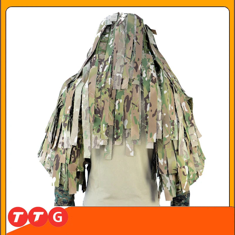ROCOTACTICAL Tactical Ghillie Suit Viper Hood With 3D Leafy Stripes
