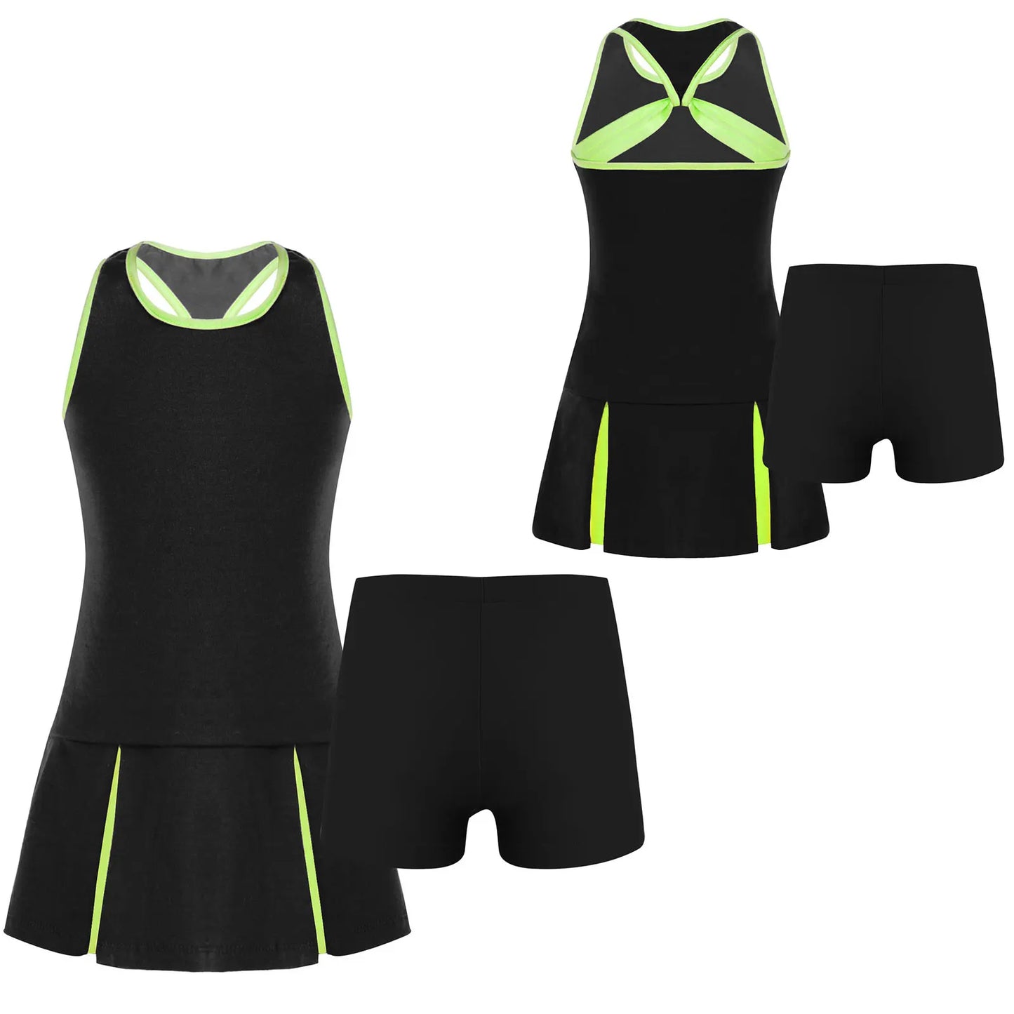 FEESHOW Girls Sleeveless Tennis Sport Dress And Short Set