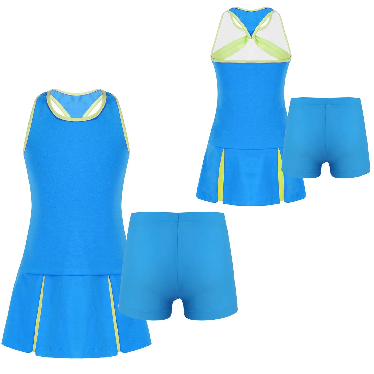 FEESHOW Girls Sleeveless Tennis Sport Dress And Short Set
