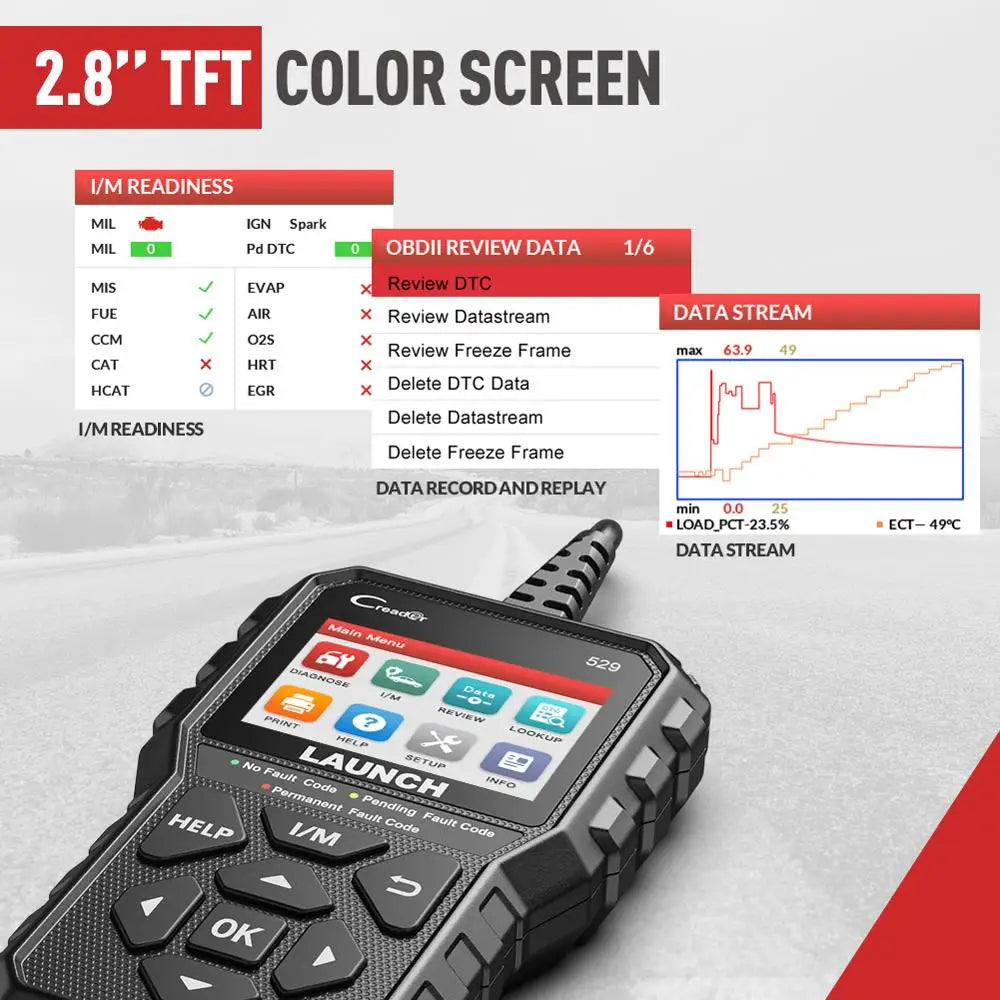 Launch Creader 529 OBD2 Scanner Automotive Diagnostic Tool OBDII Code Reader Fault Code Reader CR529