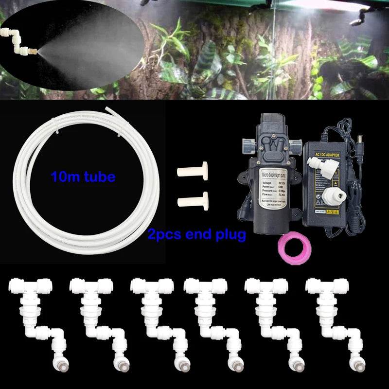 Reptile Fogger Silent Pump Misting Spray System Kit Nebulizer for Greenhouse Garden Irrigation and Terrarium Spraying Device