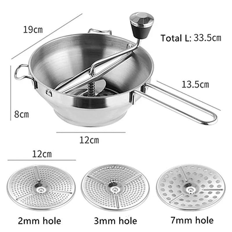 Multifunctional Stainless Steel Food Mill and Potato Masher