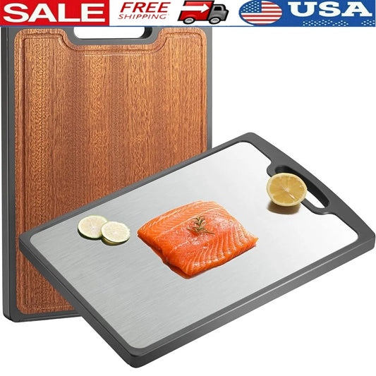 Titanium Double Sided Cutting Board With Juice Groove