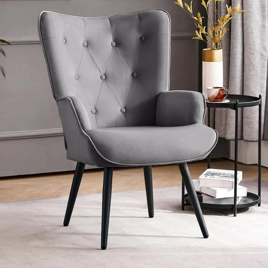 Modern Velvet Tufted Wingback Accent Chair for Cozy Lounging