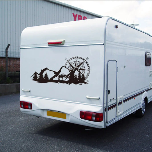 Forest Mountain Graphics Car Stickers for Motorhome Horsebox Caravan RV Camper Van Body Decor Vinyl Decals Accessories