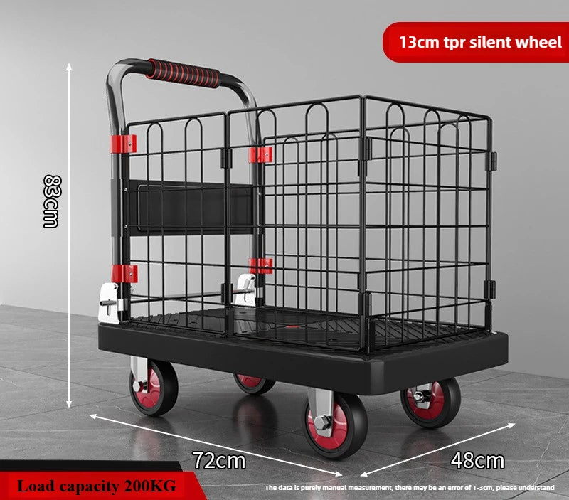 Choice Fence Flatbed Cart Folding Silent Trolley Wheeled