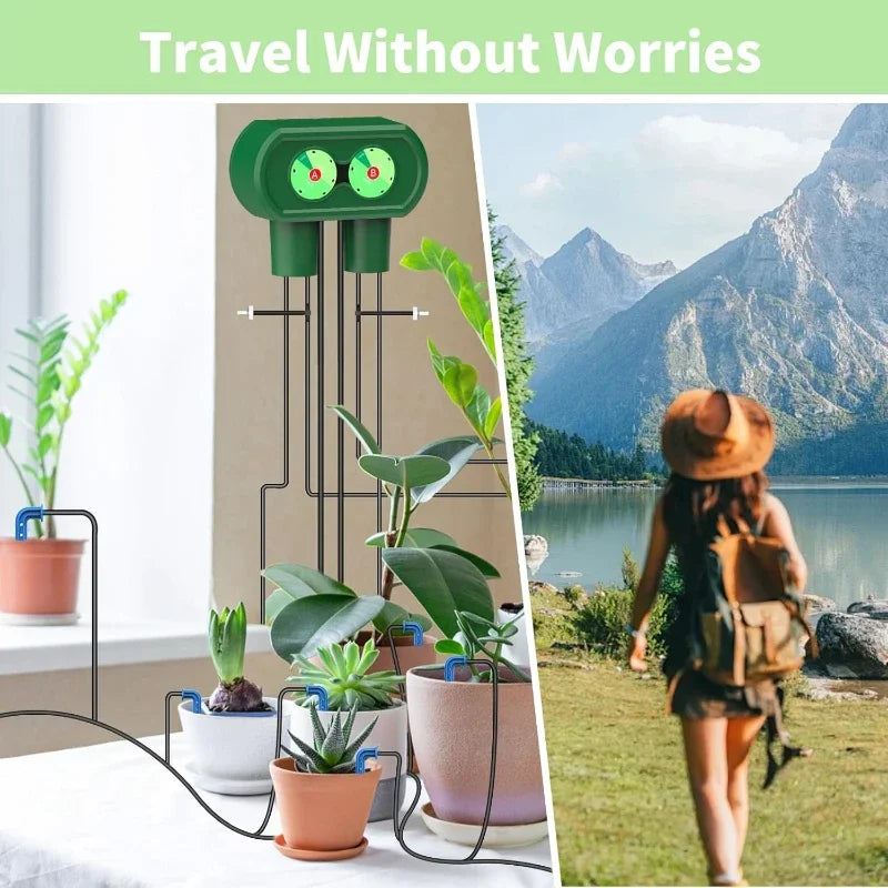 Solar Powered Automatic Drip Irrigation System DIY Watering Device Split Type Dual Pump Kit