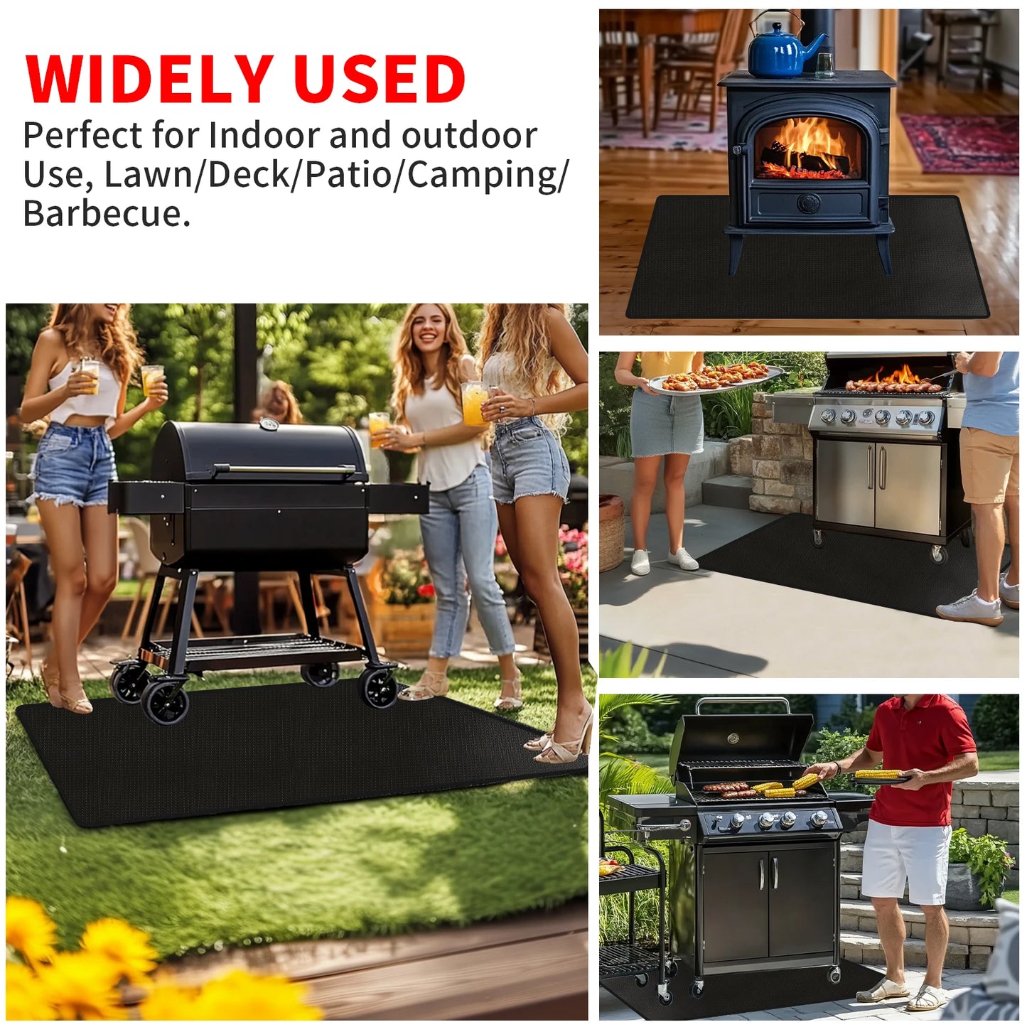 Outdoor Barbecue Grill Mat Fireproof Oilproof Heat Resistant Protection