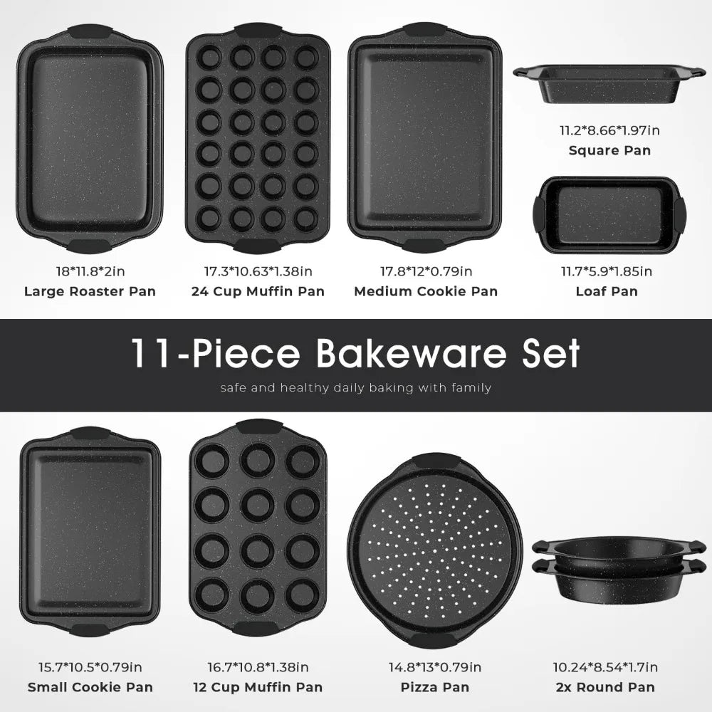 Nonstick 11 Piece Baking Pan Set With Silicone Handles