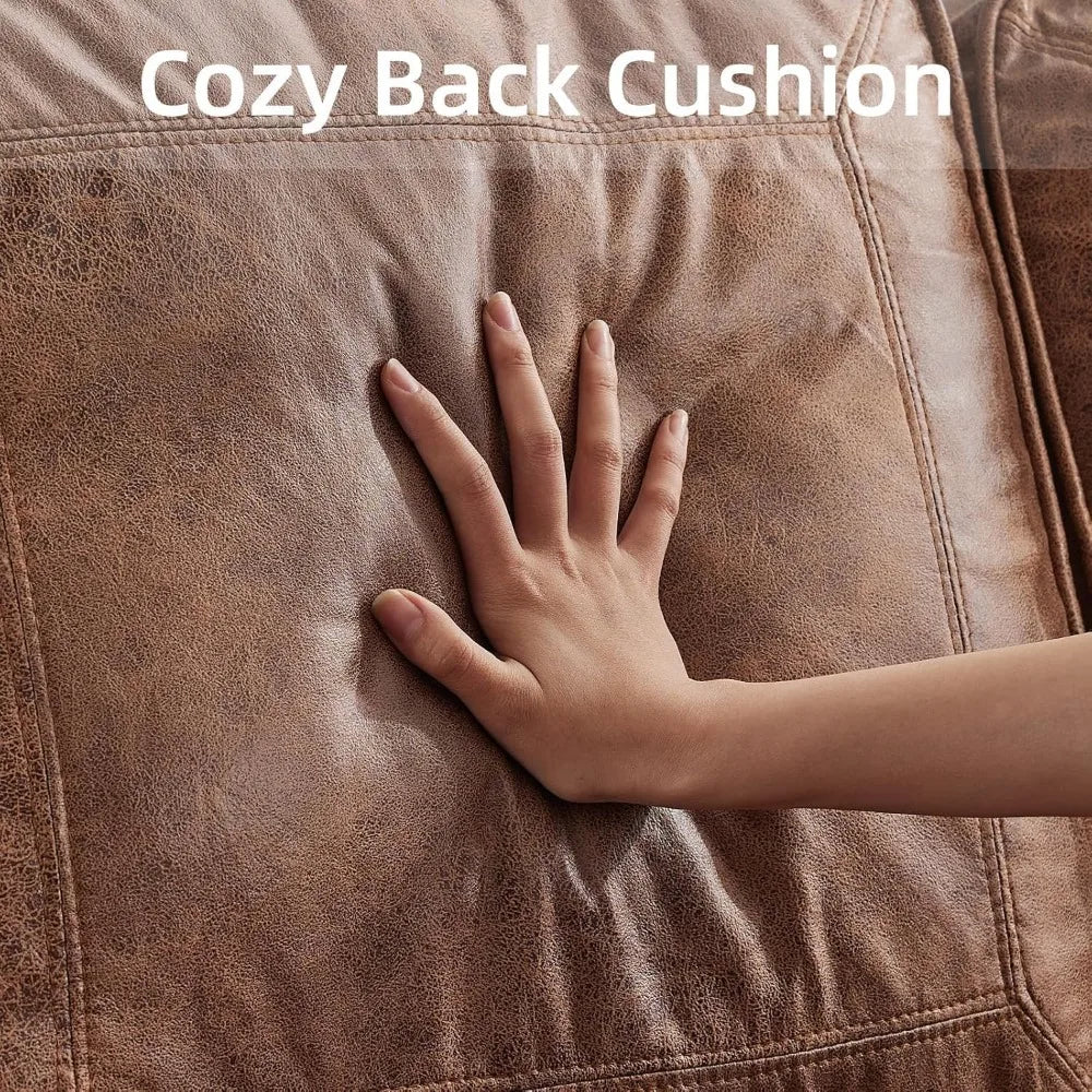 ZHUXIANG Faux Leather Sofa Mid Century Couch for Small Spaces