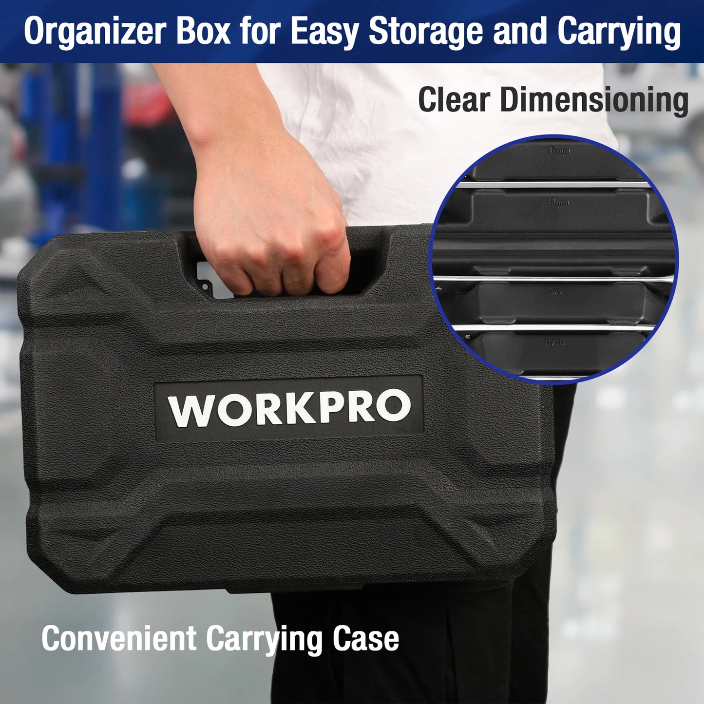 WORKPRO 23 Piece Ratcheting Wrench Set Durable Box Included