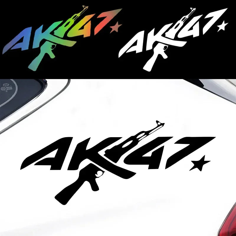 Personalized AK47 Gun Creative Car Sticker Auto Body Bumper Window Motorcycle Laptop Wall Vinyl Decal Car Accessories