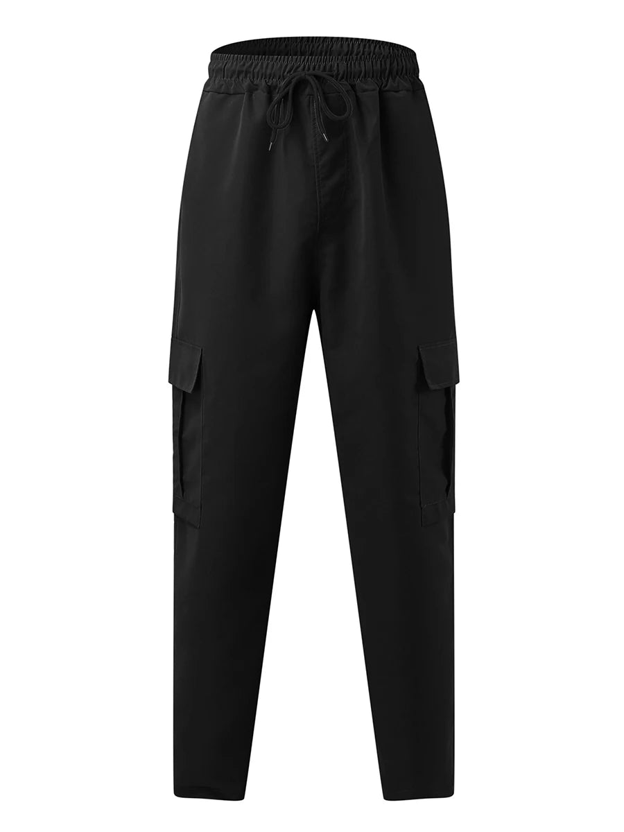 Hirigin Men's Loose Cargo Pants With Pockets Drawstring Waist