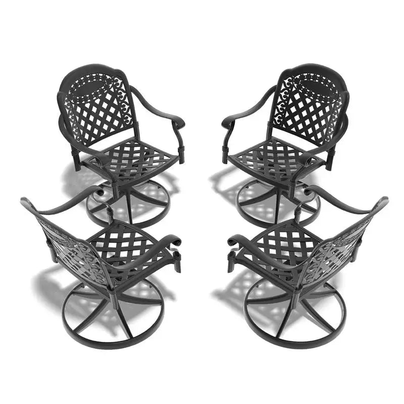 Durable Outdoor Cast Aluminum Patio Swivel Chair Set