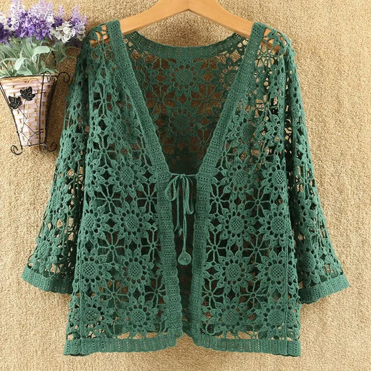 Pateekate Hollow Lace Cardigan Sweater for Women