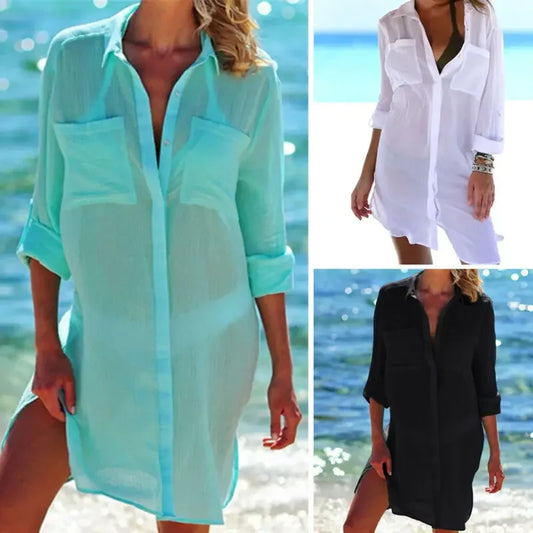 Liva Girl Cotton Beach Maxi Dress Tunic Cover Up Elegance