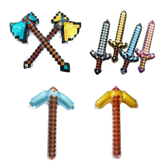Miner Pixel Crafting Inflatable Sword Axe Party Decoration Toys