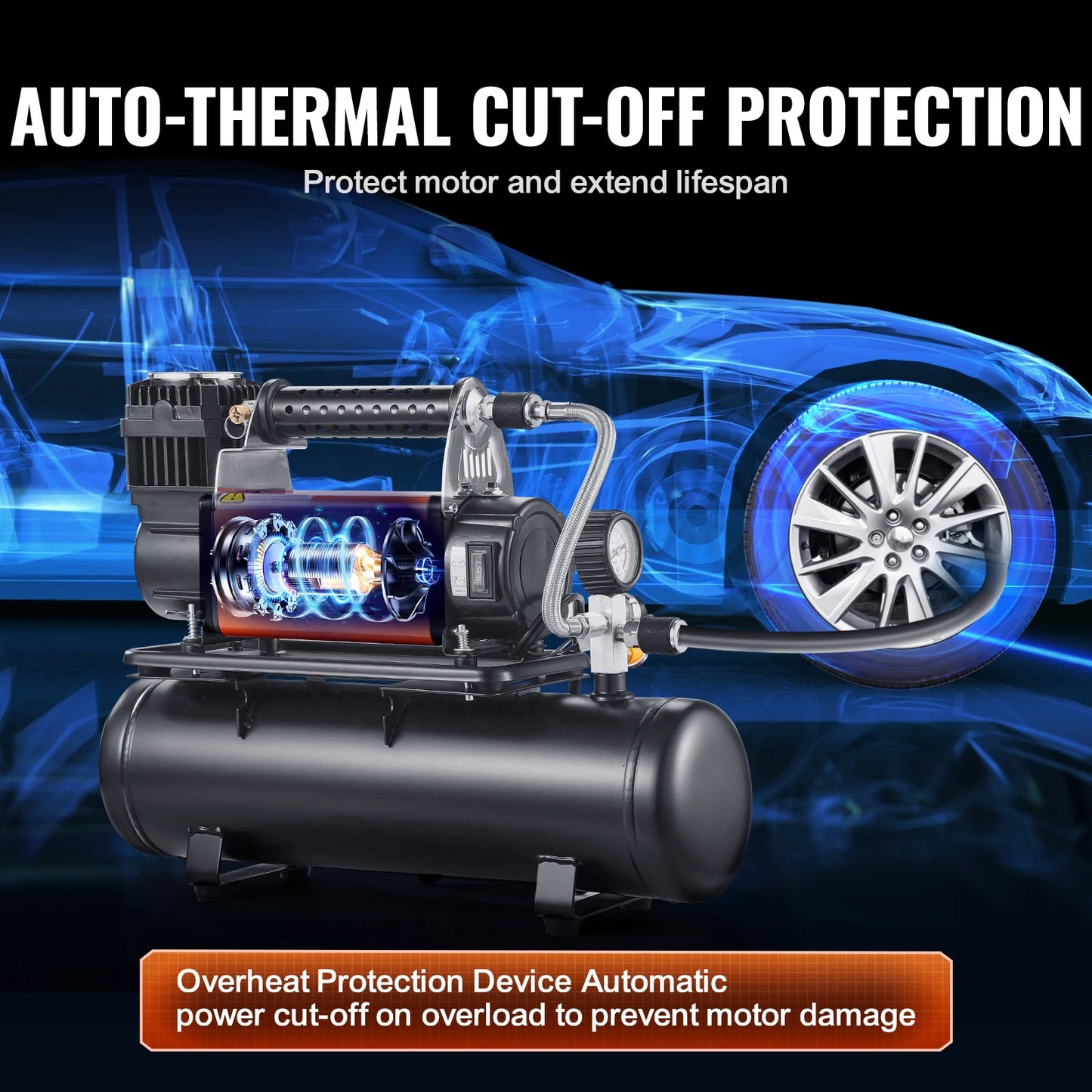 SucceBuy 12V Heavy Duty Air Compressor With Digital Gauge