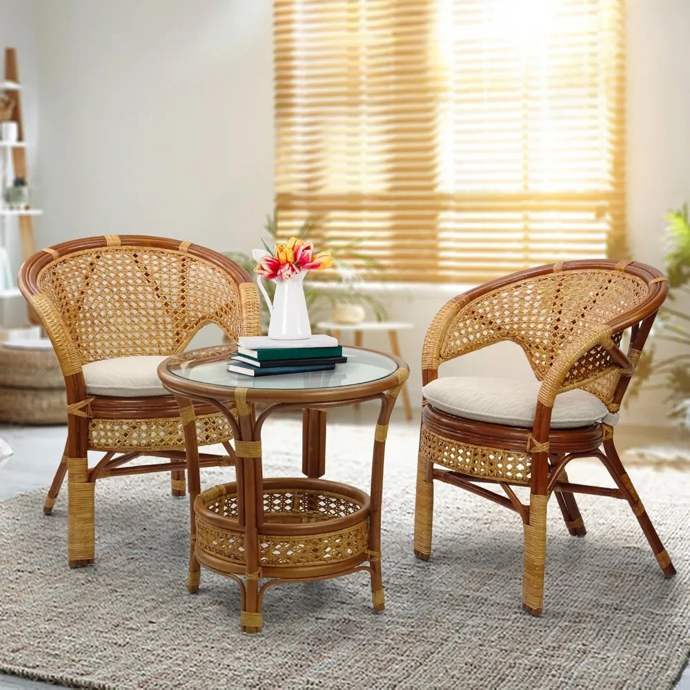 Angduo Pelangi Handmade Rattan Dining Chairs Set Of 2