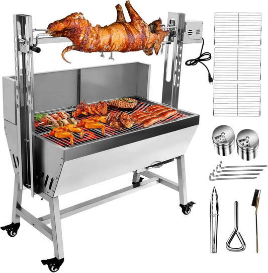 Stainless Steel Charcoal Rotisserie Grill with Automatic Motor