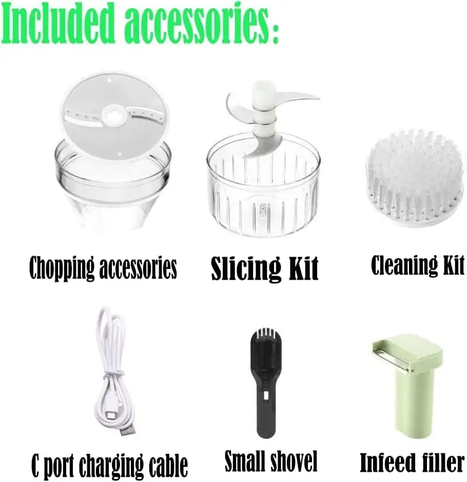 Portable 4 in 1 Electric Vegetable Cutter and Masher Set